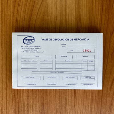 VALE DE DEVOLUCIÓN