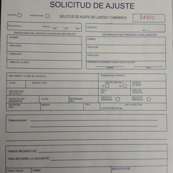 SOLICITUD DE AJUSTE